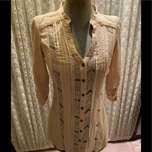 Cotton & lace button down blouse.